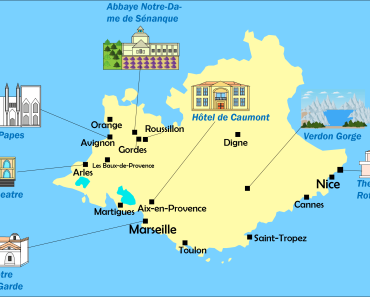 Karta över Provence och dess sevärdheter